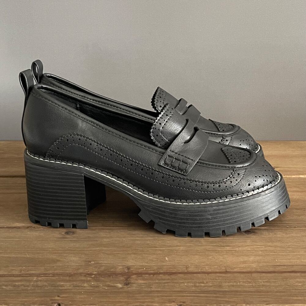 Mia Women's Deena Platform Loafer Size 9.5 Faux Leather Block Heel Lug Sole New